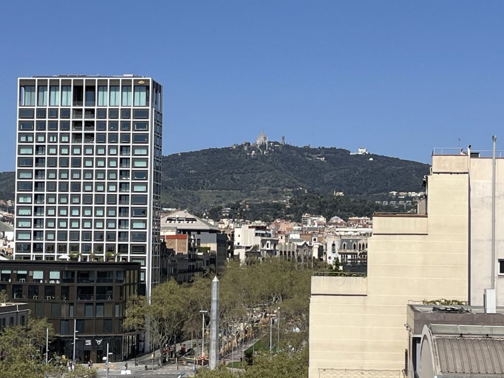 La Pedrera - Rooftop view of Temple Expiatori del Sagrat Cor