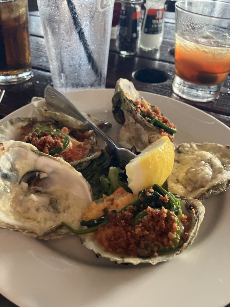 Grilled Oysters at Fishcamp Broad Creek