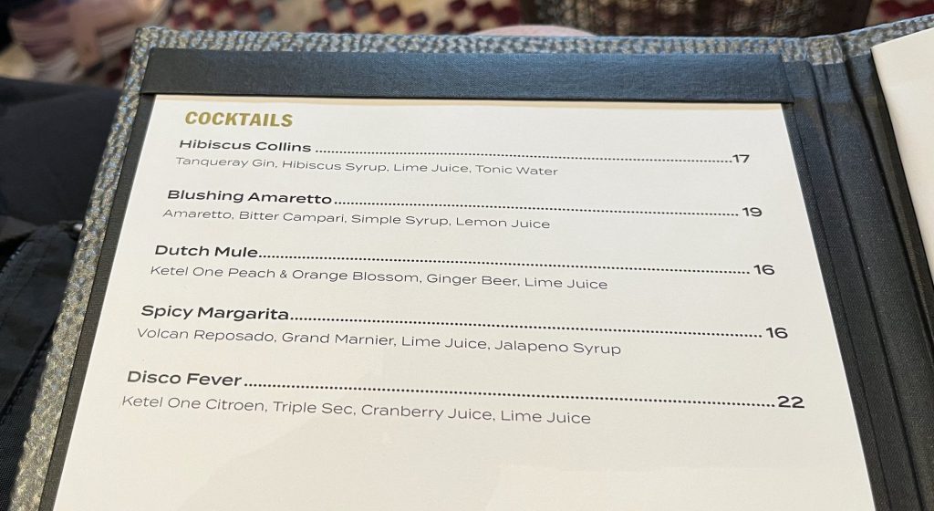 Menu - The Club Cocktails