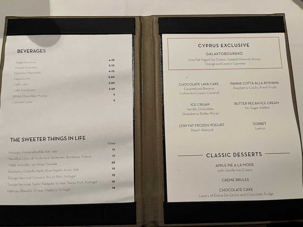 Menu - Cyprus Desserts