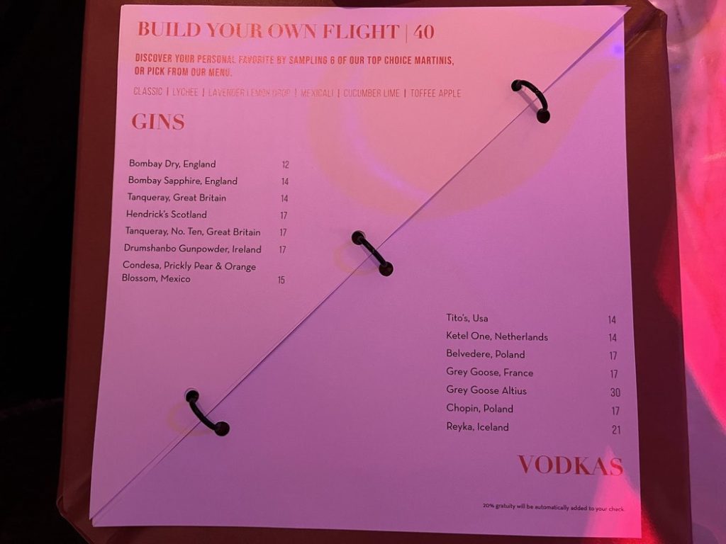 Menu - Martini Bar