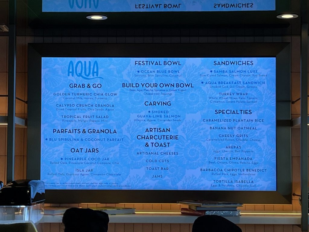 Spice Aqua Day Menu