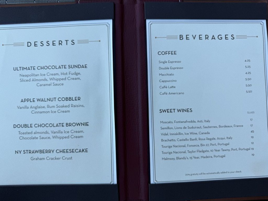 Fine Cut Steakhouse Dessert Menu