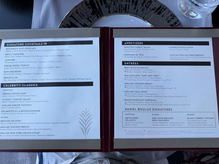Luminae Dinner Menu (Malta Port Day)