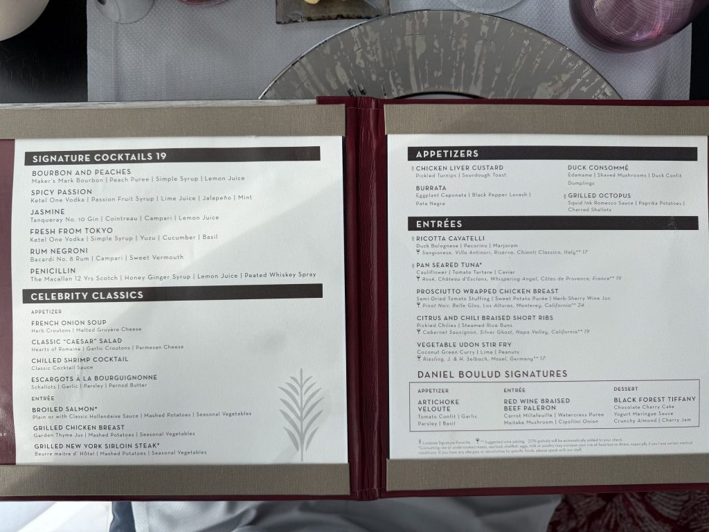 Luminae Night 6 - Dinner Menu