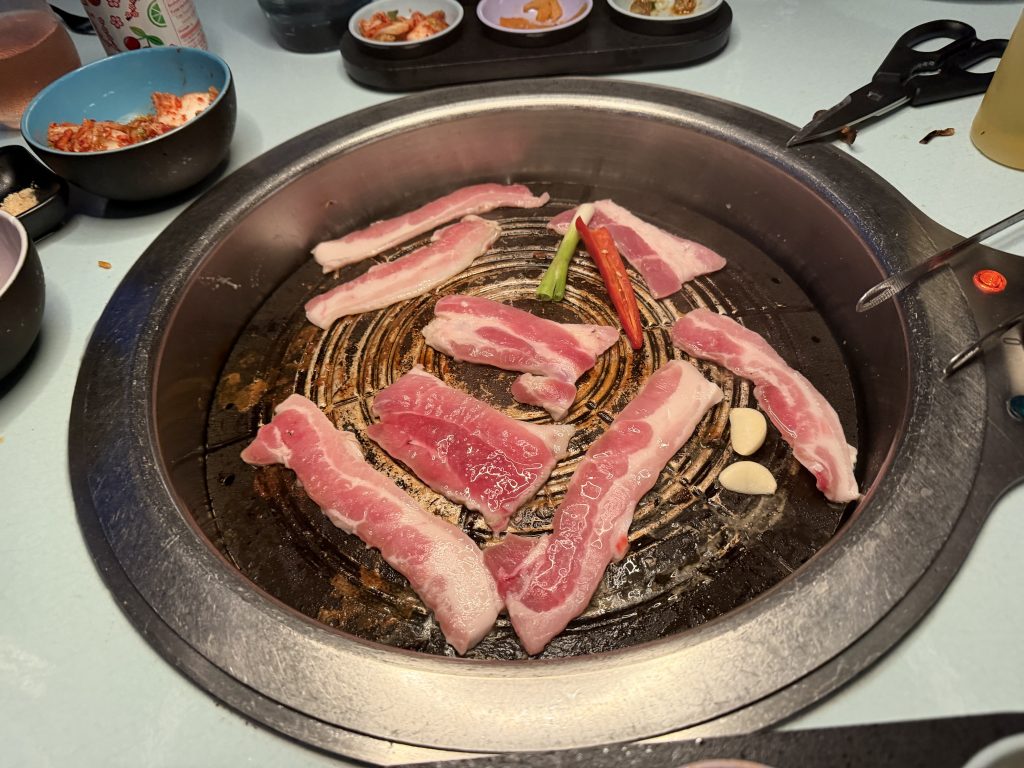 Cooking Pork Belly @ Gunbae Korean BBQ